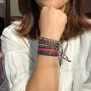 Women's Friendship Bracelet Vintage Bracelet Bracelet Braided Fashion Birthday Vintage Theme Stylish Simple Basic Colorful Boho Glass Bracelet Jewelry Blushing Pink / khaki / Green For Sport Gift miniinthebox