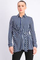 Womens Stripe Belted Blouse Navy/White Womens Stripe Belted Blouse Navy/White