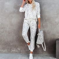 Women's Loungewear Sets Snake Fashion Comfort Home Street Polyester Hoodie Long Sleeve Hoodie Pant Fall Spring White Lightinthebox - thumbnail