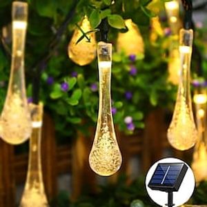 Outdoor Solar String Light Outdoor Waterproof Solar Waterdrop Fairy String Lights 7M 50LEDs Decorative Lamp Christmas Wedding Outdoor Garden Patio Lawn Decoration LED Solar Garden Light Lightinthebox