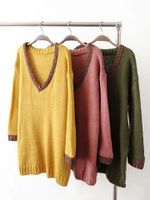 V-neck Pullover Casual Loose Sweaters