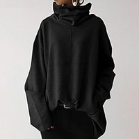 Women's Plus Size Tops Pullover Sweatshirt Plain non-printing Patchwork Long Sleeve Standing Collar Basic Fall Winter Gray Black Army Green Big Size L XL XXL 3XL miniinthebox - thumbnail