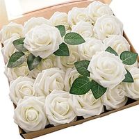 25/50pcs/set Gift Box 8cm Artificial Rose With Leaves 25 50 Boxes Of Home Flower Decoration miniinthebox - thumbnail