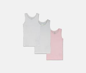 Kids Boys 3 Pack Plain Sleeveless Tee  White/Pink