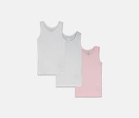 Kids Boys 3 Pack Plain Sleeveless Tee  White/Pink - thumbnail