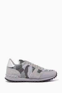 Valentino Garavani Camouflage Sneakers in Knit & Mixed Leather