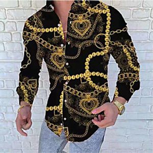 Men's Shirt Other Prints Tartan Letter Standing Collar Going out golf shirts Patchwork Print Long Sleeve Slim Tops Designer Punk  Gothic Light Yellow miniinthebox