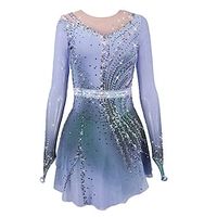 Figure Skating Dress Women's Girls' Ice Skating Dress Pink Blue Purple Stretchy Training Competition Skating Wear Thermal Warm Crystal  Rhinestone Long Sleeve Ice Skating Figure Skating Lightinthebox - thumbnail