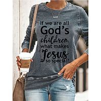 Women's Plus Size Tops Pullover Sweatshirt Graphic Letter Print Long Sleeve Crewneck Basic Streetwear Fall Gray Big Size L XL XXL 3XL 4XL Lightinthebox - thumbnail