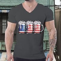 Men's Unisex T shirt Hot Stamping Graphic Prints Beer V Neck Street Daily Print Short Sleeve Tops Casual Designer Big and Tall Sports Blue White Dark Gray Lightinthebox - thumbnail