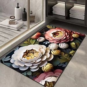 New 3D Lotus Diatom Mud Floor Mats for Home Bathrooms, Chinese Style Flower Floor Mats, Non slip Quick Drying Water Absorbent Mats for Bathrooms miniinthebox