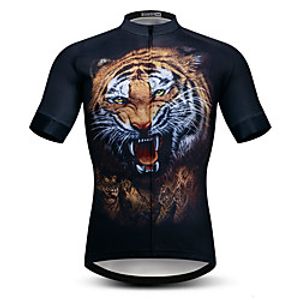 21Grams Men's Short Sleeve Cycling Jersey Summer Spandex Polyester Black Tiger Bike Jersey Top Mountain Bike MTB Road Bike Cycling Quick Dry Moisture Wicking Breathable Sports Clothing Apparel Lightinthebox