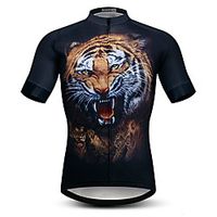 21Grams Men's Short Sleeve Cycling Jersey Summer Spandex Polyester Black Tiger Bike Jersey Top Mountain Bike MTB Road Bike Cycling Quick Dry Moisture Wicking Breathable Sports Clothing Apparel Lightinthebox - thumbnail