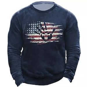 Men's Unisex Sweatshirt Pullover Graphic Prints National Flag Print Daily Sports Holiday 3D Print Streetwear Designer Hoodies Sweatshirts  Long Sleeve Blue miniinthebox