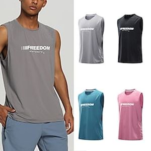 Men's Tank Top Vest Top Moisture Wicking Shirts Tee Top Letter Crewneck Sports  Outdoor Athleisure Sleeveless Print Clothing Apparel Fashion Streetwear Workout miniinthebox