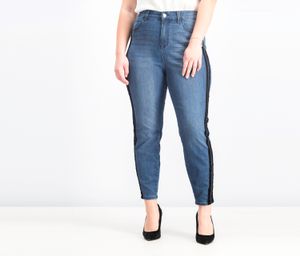 Plus Size Denim Contrast Trim Skinny Jeans  Bennetton