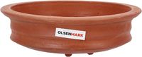 Olsenmark Traditional Cookware Uruli Chati 25 cm Deep & Large Design Made Up Of 100% Eco Friendly Material Ideal For Chicken Curry, Dal, Soup & More-(Venetian Red)-(OMCP6010)