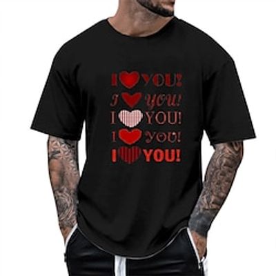 Heart LOVE Fashion Outdoor Casual Men's 3D Print T shirt Tee Sports Outdoor Holiday Festival Valentine's Day T shirt Black White Navy Blue Short Sleeve Crew Neck Shirt Spring  Summer Clothing Apparel Lightinthebox