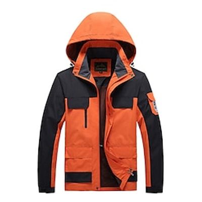 Men's Windbreaker Raincoat Hiking Jacket Outdoor Daily Wear Warm Fall Winter Plain Fashion Streetwear Hooded Regular Black White Blue Orange Dark Grey Jacket Lightinthebox