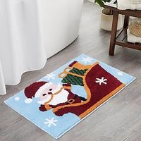 Household Water Wash Children's Cartoon Flocking Christmas Floor Mat Bathroom Entrance Water Absorbent Mat Non slip Mat Foot Mat Entry Door Mat miniinthebox - thumbnail