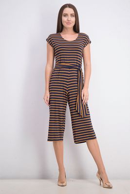 Womens Petite Stripe Jumpsuit Navy Combo Womens Petite Stripe Jumpsuit Navy Combo