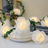 LED Simulation Green Leaf String Lights 10pcs Rose 2m 6.6FT Cane Fairy Light Battery Powered Wedding Holiday Home Garden Patio Decoration Lightinthebox