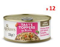 Applaws Taste Topper in Broth Chicken Salmon Dog Tin 156g x 12