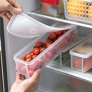 Noodle Storage Box Rectangular Plastic Refrigerator Food Preservation Box With Cover Kitchen Miscellaneous Food Noodle Sealing Box miniinthebox