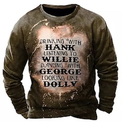 Men's Sweatshirt Pullover Coffee Crew Neck Letter Graphic Prints Print Daily Sports Holiday 3D Print Basic Streetwear Designer Spring   Fall Clothing Apparel Hoodies Sweatshirts  miniinthebox