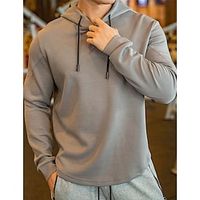 Men's Hoodie Gray Hooded Plain Sports Outdoor Daily Holiday Streetwear Cool Casual Spring Fall Clothing Apparel Hoodies Sweatshirts miniinthebox