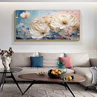 Handmade Original Flower Oil Painting On Canvas Pink Wall Art Decor Thick Texture Blossom Painting for Home Decor With Stretched Frame/Without Inner Frame Painting Lightinthebox