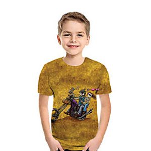 Kids Boys' T shirt Tee Short Sleeve Graphic Print Yellow Children Tops Summer Active Regular Fit 3-13 Years miniinthebox