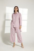 Moistreet Pink Linen Fabric Top And Pants Set (XS, S, M, L, XL, XXL)