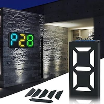 DIY LED Address Numbers Plaques Colorful Solar House Number Sign For Your Home Wall Mounted Sign Solar Powered Garden Lamp Colorful Lighting miniinthebox