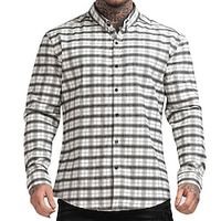 Men's Button Up Shirt Summer Shirt Casual Shirt Black White Brown Gray Long Sleeve Plaid  Check Turndown Street Vacation Button-Down Clothing Apparel Fashion Leisure Lightinthebox - thumbnail