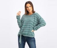Womens Striped Long-Sleeve Tie Top  Green Gabby Stripe - thumbnail
