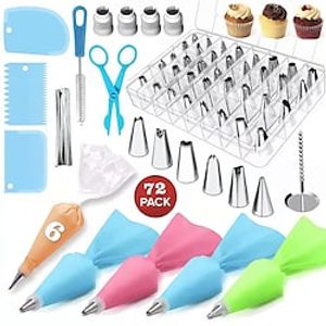 72 Sets Of Piping Nozzle Sets, Cake Decoration Piping Nozzles, Piping Bags, Cleaning Brushes, Scrapers Lightinthebox