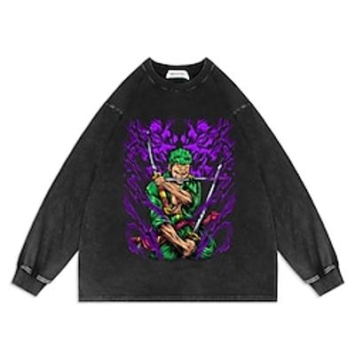 One Piece Sweatshirt T-shirt Acid Mineral Wash Retro Vintage 100% Cotton Luffy Nami Zoro Sweatshirt Anime Classic Street Style Hoodie For Men's Women's Unisex Adults' Hot Stamping miniinthebox