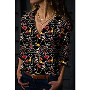 Women's Butterfly Blouse Shirt Graphic Butterfly Long Sleeve Button Print Shirt Collar Casual Streetwear Tops Black miniinthebox
