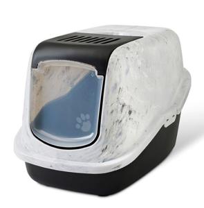 Savic Nestor Toilet Home Cat Litter Box Marble Grey-Black