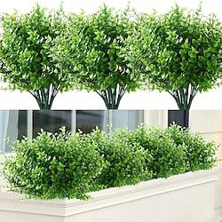 10 Branches Outdoor Artificial Plants 7-Stem Eucalyptus and Money Leaf Bouquet: Artificial Greenery for Wall Decoration, Wedding, Garden Landscaping, and Event Backdrops Lightinthebox