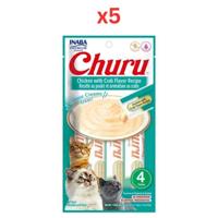 Inaba Churu Chicken With Crab 56G 4 Sticks (Pack of 5)