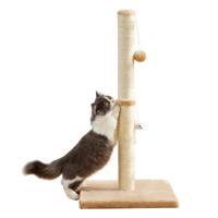 Cat Scratcher Post With Plush Toy-Beige & Brown