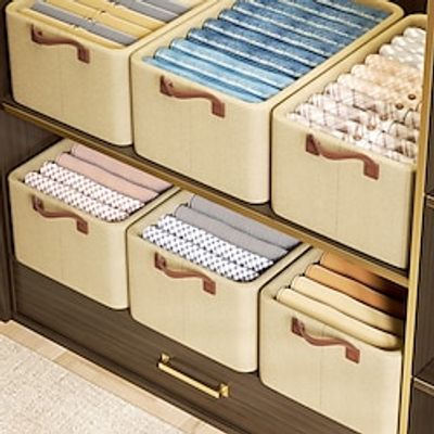 1PC Foldable Storage Box With Steel Frame Large Capacity Clothes Trousers Storage Basket Portable Home Wardrobe Storage Box Lightinthebox