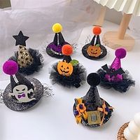 Toddler Girls' Halloween / Casual / Daily Animal / Floral / Pumpkin Mesh / Stylish Hair Accessories 1- Pumpkin Veil Skirt Hat / 4- Pentagram hat / 3-Black bat skirt hat One-Size miniinthebox - thumbnail