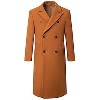 Men's Winter Coat Overcoat Trench Coat Outdoor Daily Wear Fall  Winter Polyester Warm Outerwear Clothing Apparel Fashion Streetwear Plain Lapel Double Breasted Lightinthebox - thumbnail