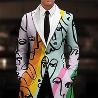 Abstract Business Artistic Men's Coat Work Wear to work Going out Fall  Winter Turndown Long Sleeve Blue Orange S M L Polyester Weaving Jacket Lightinthebox - thumbnail