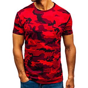 Men's Tee T shirt Shirt Military Short Sleeve Daily Tops Cotton Basic Casual Streetwear Round Neck Red camouflage Light gray camouflage Dark gray camouflage miniinthebox