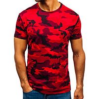 Men's Tee T shirt Shirt Military Short Sleeve Daily Tops Cotton Basic Casual Streetwear Round Neck Red camouflage Light gray camouflage Dark gray camouflage miniinthebox - thumbnail