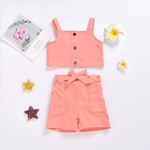 Kids Toddler Girls' Clothing Set Solid Colored Print Sleeveless Active Regular White Yellow Blushing Pink 2-8 Years miniinthebox